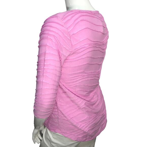 Chicos Top Womens Size 1 US 8 Pink Knit Shirt Blouse Textured 3/4 Sleeve NEW - Picture 6 of 13